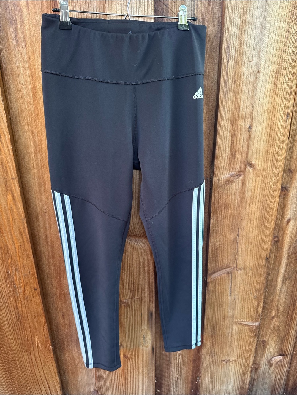 adidas Black Leggings with White Side Stripes